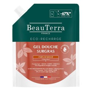 BeauTerra Gel douche surgras Parfum  Mono&iuml; Eco-recharge  1L