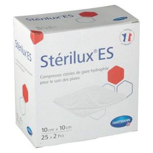 Hartmann Sterilux-ES Compresse de Gaze Hydrophile Stérile 8 Plis 17 Fils 10 x 10cm 25 unités