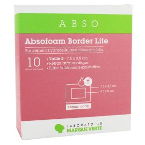 Marque Verte Absofoam Border Lite Pansement Hydrocellulaire 7,5cm x 8,5cm 10 unités