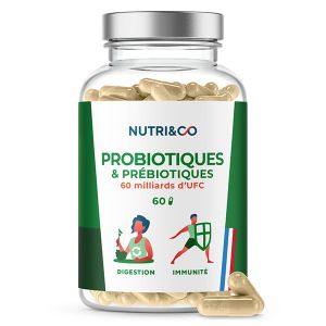 Nutri&Co Probio Pré et Probiotiques pour Flore Intestinale 60 gélules