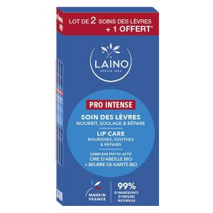Laino Soin des Lèvres Pro Intense Lot de 2 x 4g + 1 Offert
