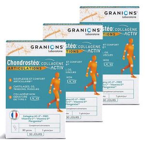 Granions Chondrostéo Articulations Collagène Activ 30 gélules - Lot de 3