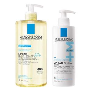 La Roche-Posay Lipikar Routine Peau Atopique Huile Lavante AP+ Relipidante 1L & Baume AP+MAX 400ml