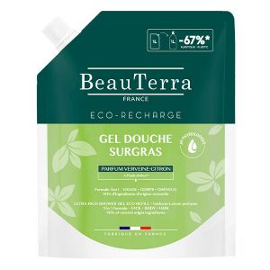 BeauTerra Gel douche surgras Parfum Verveine-citron Eco-recharge  1L