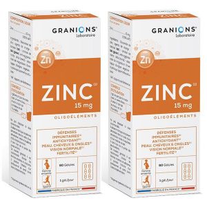 Granions Zinc 15mg - Lot de 2 x 60 g&eacute;lules