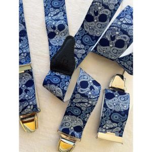 Le Bretellier  Ceinture Bretelle 3 clips tête de mort Antonio