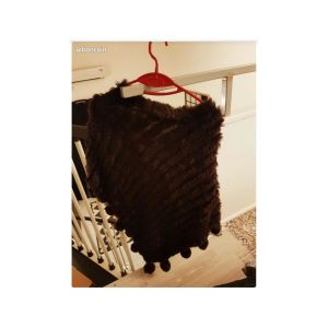 Sans marque  Gilet Poncho fourrure marron
