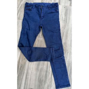 Jeans enfant Sans marque Jean's Unisexe enfant bleu indigo aspect délavé taille réglable - Couleur 14 ans - Taille Bleu