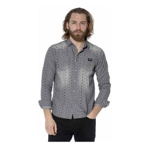 Von Dutch  Chemise Chemise manches lognues denim l&eacute;ger imprim&eacute; t&ecirc;te de mort Taylor