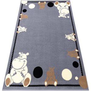 Tapis Rugsx Tapis BCF FLASH Hippo 3993 - Hippopotame 140x190 cm - Couleur 140x190 cm - Taille Gris