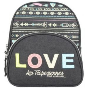 Les Tropéziennes par M Belarbi  Cartable Petit sac à dos XS Tropéziennes motif ethnique Love Noir