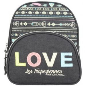 Cartable Les Tropéziennes par M Belarbi Petit sac à dos XS Tropéziennes motif ethnique Love Noir - Couleur Unique - Taille Multicolore