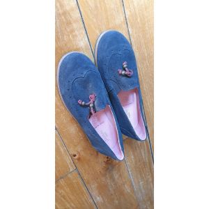 Mocassins enfant Jacadi MOCASSIN FILLE NUBUCK - Couleur 31 - Taille Bleu