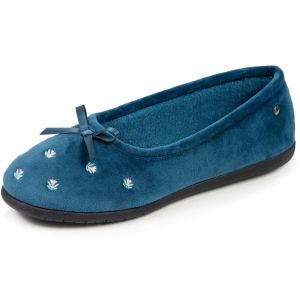 Isotoner  Chaussons Chaussons ballerines Femme Bleu canard fleurs