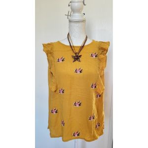 Grain De Malice  Blouses Top moutarde à volants