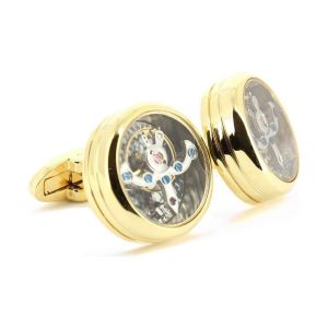 Tony & Paul  Boutons de manchettes Boutons de manchette m&eacute;canisme de montre Montreux Jaune dor&eacute;