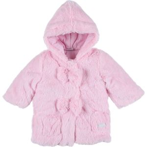 3 Pommes  Manteau enfant Manteau fausse fourrure rose