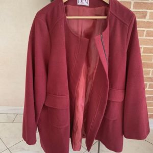 Manteau Mode à toi Manteau 3/4 en laine et acrilyque - Couleur ACC XXL - Taille Bordeaux