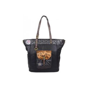 A Découvrir !  Sac à main Sac cabas effet léopard et surpiqué - Noir