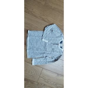 Zara   T-shirt enfant Pull l&eacute;ger ray&eacute; bleu jeans et blanc Zara - 7 ans