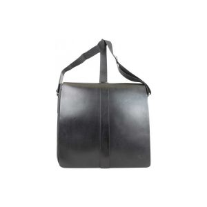 Duolynx  Sac à main Gibecière à rabat  toile et cuir noir