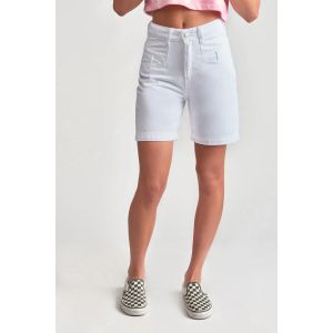 Le Temps des Cerises  Short enfant Bermuda thilo taille haute en jeans blanc