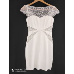 Robe courte Sans marque Robe blanche à dentelle - Couleur FR 36 - Taille Blanc