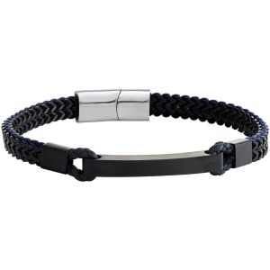 Jourdan  Bracelets Bracelet Homme  Donovan  acier noir et cuir bleu