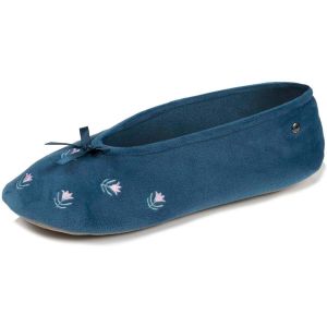Isotoner  Ballerines Chaussons ballerines Femme Grand N&oelig;ud Bleu canard fleurs