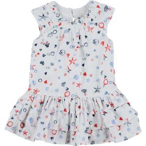3 Pommes  Robe enfant Robe blanc, bleu