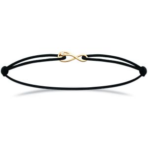Brillaxis  Bracelets Bracelet cordon noir motif infini plaqu&eacute; or oxyde