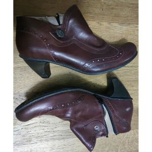 Bottines Dkode bottines cuir bordeaux à jolis talons - Couleur 41 - Taille Bordeaux