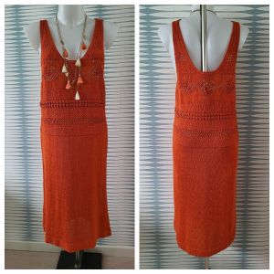 Promod  Robe Robe orange &agrave; bretelles en maille taille XL Promod neuve avec &eacute;t