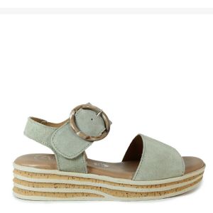 Valeria's  Sandales SANDALIAS DE PIEL CON CUÑA DE CORCHO 1945  VERDE