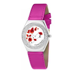 Sc Crystal  Montre MF316-COQUELICOT+BRACELET006-FUSHIA
