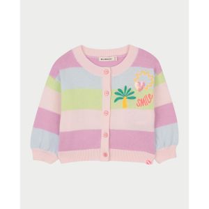 Billieblush  Gilet enfant Cardigan Maille Rayures Broderies Paillettes
