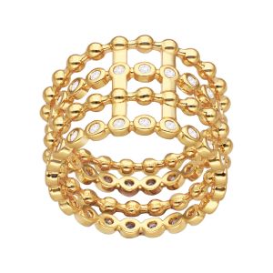 Orusbijoux  Bague Bague Dorée Multi Anneaux De Cercles Sertis