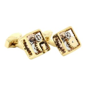 Tony & Paul  Boutons de manchettes Boutons de manchette m&eacute;canisme de montre B&acirc;le Jaune dor&eacute;