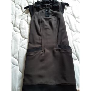 Robe courte Mado Et Les Autres ROBE COURTE CHOCOLAT ET GANSE NOIRE - Couleur FR 36 - Taille Marron