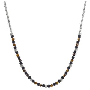Jourdan  Bracelets Collier homme  Bengale acie oeil de tigre pierre de lave