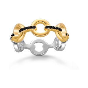 Orusbijoux  Bague Bague Argent Dor&eacute; Elise Zirconium Noir