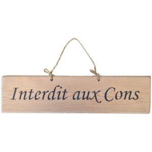 Qualiart  Tableaux, toiles Plaque décorative en bois - Interdit aux Cons - bois naturel