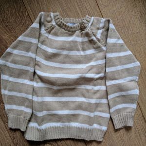 Tex  Pull enfant Pull col rond rayé blanc et beige Tex - 2 ans