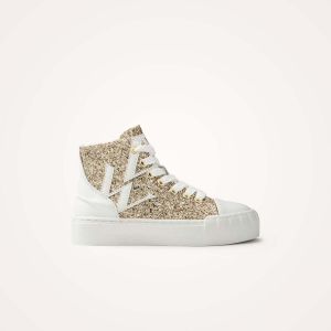 Vanessa Wu  Baskets montantes enfant Baskets monogramme montantes à paillettes Mini Lina