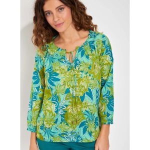 Blouses La Fiancee Du Mekong Blouse voile de coton bio ample MEHAN - Couleur FR 36,FR 38,FR 40,FR 42,FR 44,FR 46,FR 48,FR 50,FR 52,FR 54,FR 56 - Taille Vert