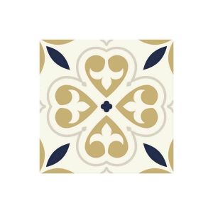 Sud Trading  Stickers 6 stickers carreaux de ciment Beige Or et Bleu 15 x 15 cm