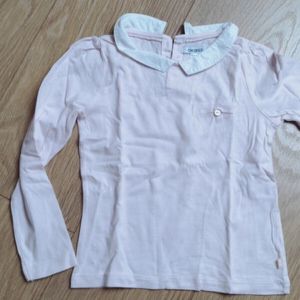 Oka&iuml;di   T-shirt enfant T-shirt manches longues rose p&acirc;le col claudine Oka&iuml;di - 5 ans