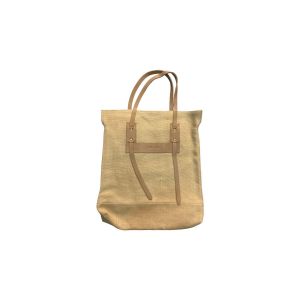 Pare Gabia  Sac Bandouliere Cabas en Toile de Jute et Cuir