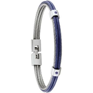 Jourdan  Bracelets Bracelet homme  Fuf acier et cordelette bleue