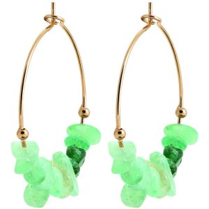 Brillaxis  Boucles oreilles Créoles  plaqué or quartzite vert